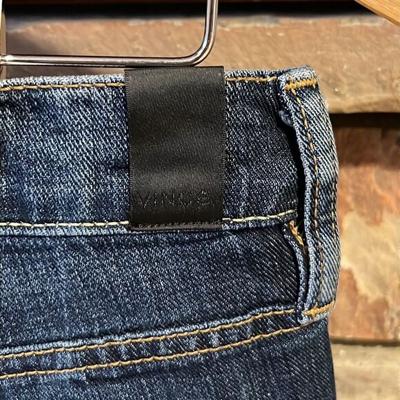 Vince Five Pocket Relaxed Rolled Dark Wash Jeans - Picture 7 of 10